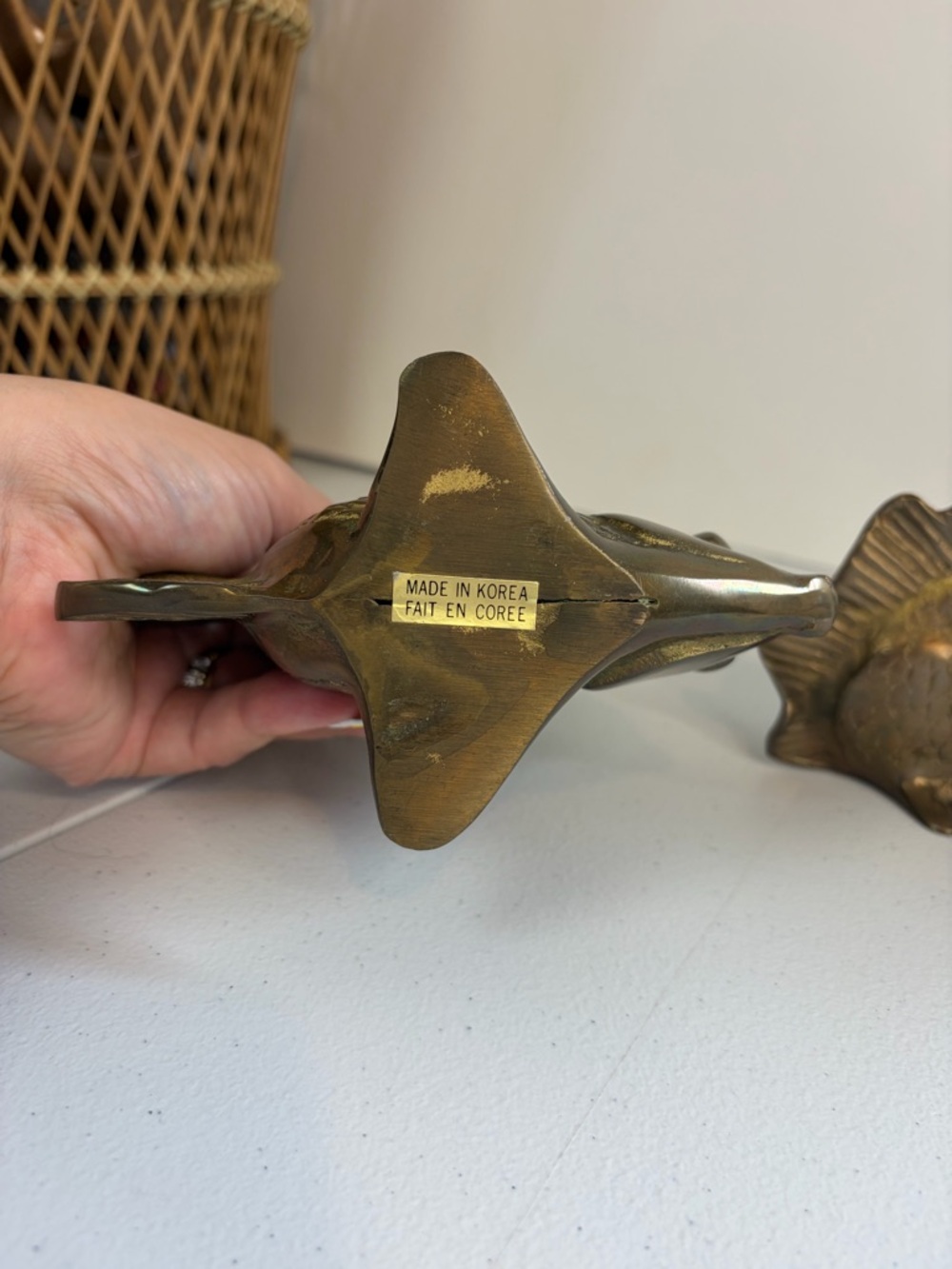 Vintage Brass Angel Fish Family Lot 1970s Home Decor Boho Bohemian Eclectic 70s - Picture 6 of 9